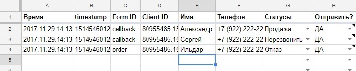 CRM в Google Spreadsheets